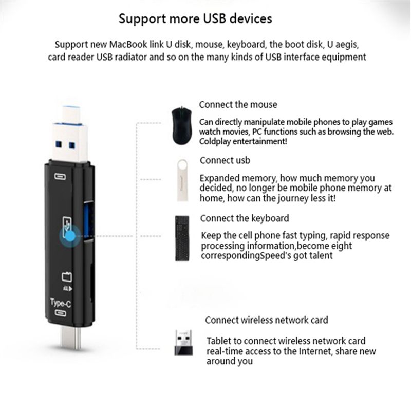 AEE9-5 In 1 USB 2.0 Type C/USB - Micro Sd Card review and price